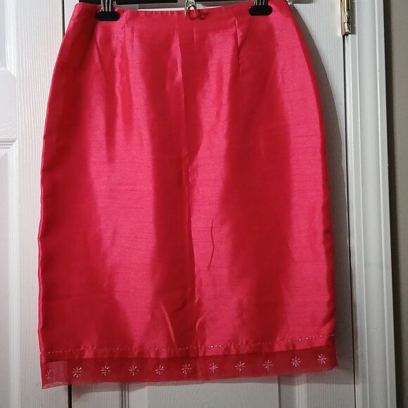 Jessica Howard vintage bright pink beaded blazer and skirt set Sz 8 NWOT - Picture 10 of 13